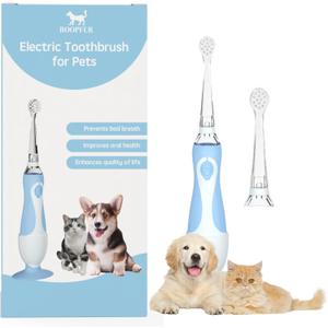 Generic Pet Electric Toothbrush for Dogs and Cats with LED Light & Soft Bristles, Blue/White
