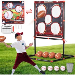 VROGTIK 2-in-1 Football & Baseball Toss Game for Kids Ages 3-8 - Outdoor Garden Toy for Backyard, Beach & Camping, Family Party Fun Sports Toy