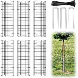 RIFNY Tree Trunk Protector Guard, Metal Tree Guards Bark Protectors with Zip Ties from Mowers Trimmers Deer, Outdoor Plant Protectors from Animals (16.5 Inch, 6 PCS)