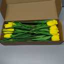 MACTING Yellow Artificial Tulip Flowers - 13.7" 30PCS Real Touch Fake PU Tulips Bouquet Faux Flowers for Floral Arrangements Table Centerpieces Kitchen Indoor Home Mothers Day Decorations