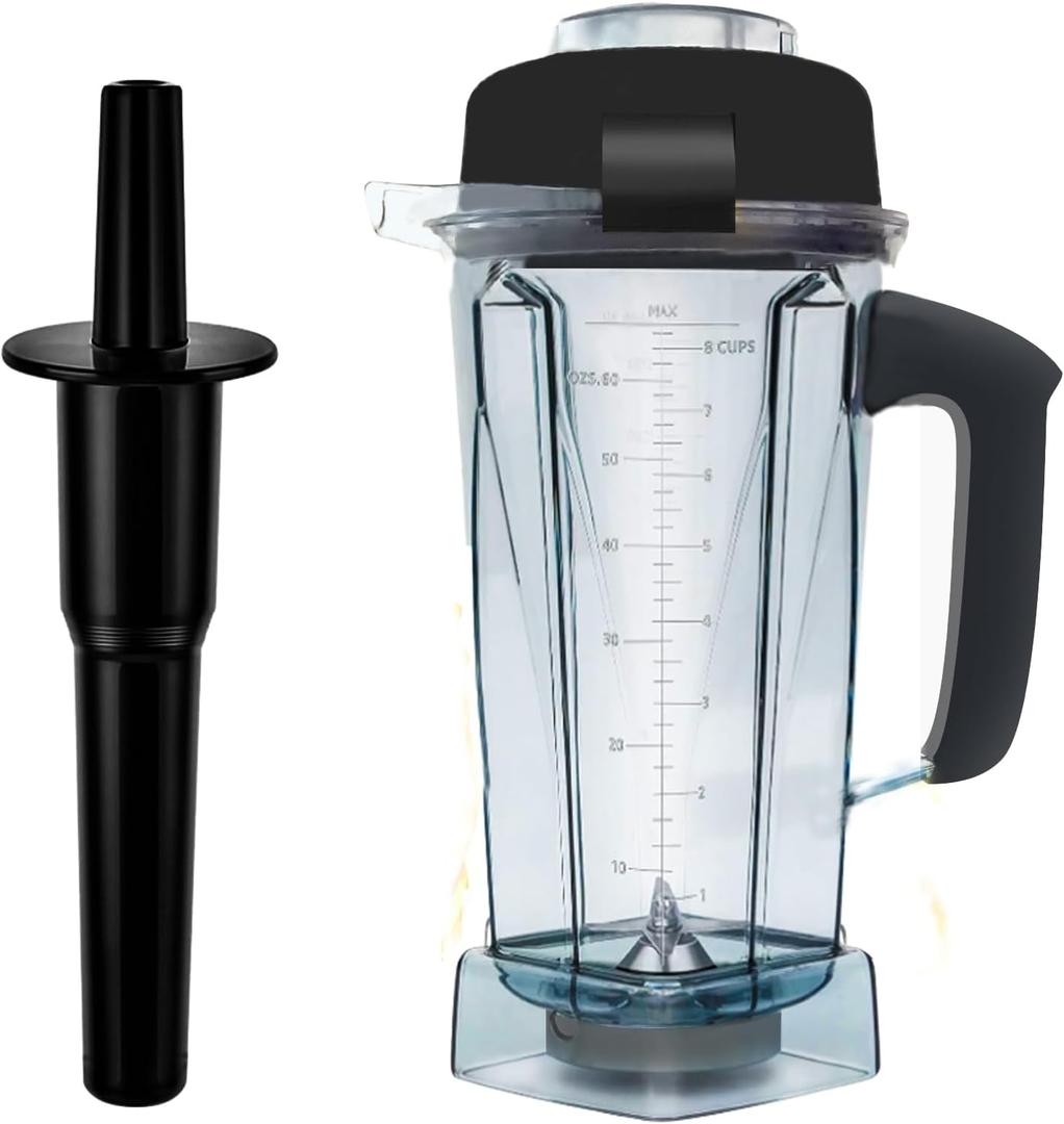 Replace for Vitamix Blender Pitcher 64oz, With Classic Tamper, Replace 5200 5000 7500 Pro500 Vita-Prep Vm0101 Vm0102 Vm0103 Vm0197 E310 320 Explorian/Commercial Series etc Container