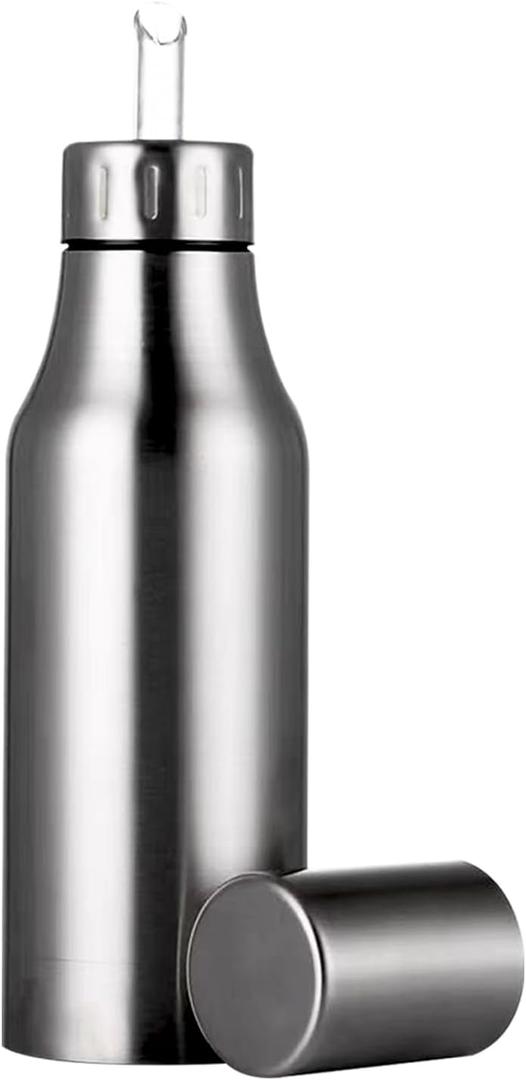 Olive Oil Dispenser Bottle Stainless Steel Leak Proof Olive Oil Decanter for Kitchen (500ML/17Oz)