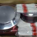 350pcs Plastic Dinnerware Set,Clear and Red Disposable Plastic Plates for 50 Guests Include 100 Plastic Plates,150 Plastic Silverware Set,50 Cups and 50 Pre Rolled Napkins for Father's Day