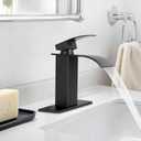 Matte Black Bathroom Faucets, Waterfall Bathroom Sink Faucet Modern Single Handle Bathroom Faucte 1 or 3 Hole, RV Mixer Tap Vanity Faucet - Includes Pop-up Drain Supply Hoses Deck Plate