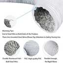 4Inch 10FT Long Flexible Aluminum Air Ducting, Heavy-Duty White 4 Layer Dryer Vent Hose, Dryer Duct for HVAC Ventilation,duct fan systems, 2 Stainless Steel Clamps Include