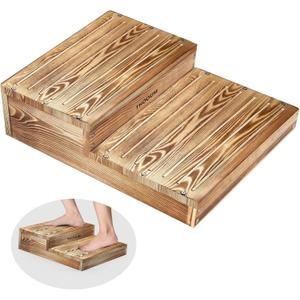 Wooden 2 Step Stool for High Beds, Moderate & Applicable 2-Step Stools for Seniors, Solid Wood steppingStool, Built-in Handle for Easy Carrying, 20.0" W (Large)