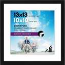 Americanflat 13x13 Picture Frame with Shatter-Resistant Glass - Use as 10x10 Frame with Mat or Display 13x13 Photo Without Mat - Signature Collection - Square Frames for Wall Display - Black