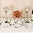 Silver Crystal Candle Holders Decorative Arch Candelabra 3-Arm Candlesticks Holder & 2 Glass Holders Table Centerpiece, Wedding, Party, Anniversary