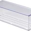 Large Transparent Flatware Tray Kitchen Drawer Organizer With Lid and Drainer - Plastic Kitchen Cutlery Tray and Utensil Storage Container with Cover - Dust-proof Dinnerware Holder