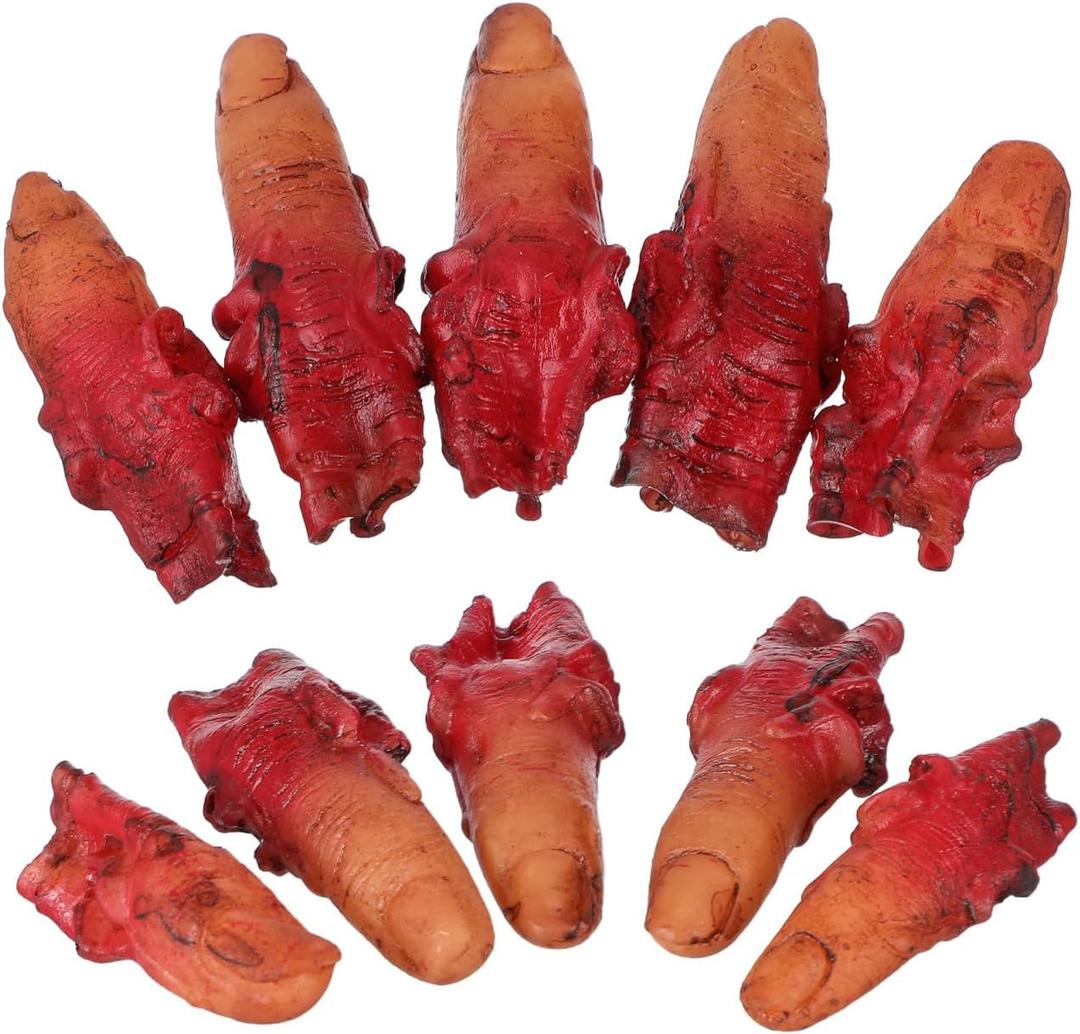IMIKEYA Halloween Bloody Finger Props 10pcs Realistic Fake Fingers Bloody Halloween Decorations for Party Pranks