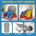 Toddler Swing with Soft Cushion, Foldable Indoor & Outdoor Baby Swing, Easy to Install & Store for Backyard Play (Blue)