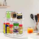 2 Tier Lazy Susan Bathroom Organizer, 9.25Inch Clear 360 Rotating Makeup Organizer for Vanity, Skincare Organizers Perfume Organizer, Spice Rack Organizer for Cabinet- Home Organization and Storage