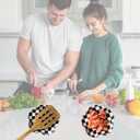 Spoon Rest for Stove Top, 5.3in Checkered Spoon Holder Utensil Rest, Ceramic Spoon Rests for Coffee Bar, Kitchen Gadget Cooking Gift for Housewarming (Black & White Pattern)