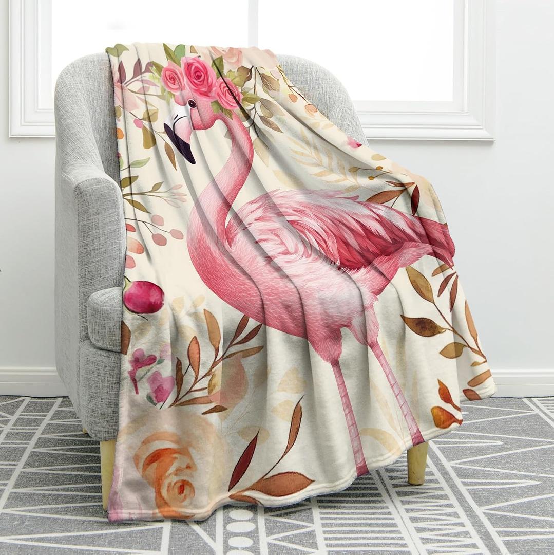 Jekeno Flamingo Blanket Gifts for Women Girls, Flamingo Throw Blanket for Adult Kids, Birthday Valentine Christmas Flamingos Decor for Boys Girls, Aniaml Blankets for Home Bed Couch 60"x50" (Flamingo Pink 2)