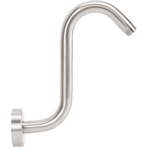 NearMoon S Shaped Shower Head Riser Arm, Shower Extender Arm with Flange, Standard 1/2" Connection- Bathroom Accessory (8 Inch, Brushed Nickel)