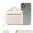 Travel Jewelry Case, 2-In-1 Small Jewelry Organizer Travel Jewelry Storage with Foldable Jewelry Roll for Earrings Rings Makeup, Travel Essentials Gifts for Women Girl,Cream White