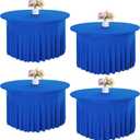 4 Pack 5FT Spandex Table Skirts 60 Inch Round Spandex Fitted Table Cover Washable Table Cloth for Wedding Trade Baby Shower Banquet Dining Table (Royal Blue, 5FT)