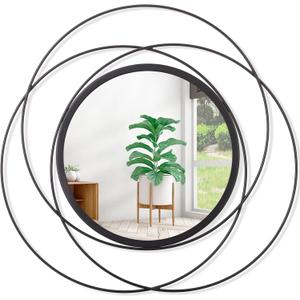 Mirrors Wall Decor Iron Frame Round Art Wall Mirrors Home Decoration Hanging Mirrors for Living Room Bedroom Bathroom Entryway Black 16" (16"L x 16"W, Round-black)