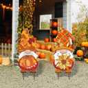 RJZZ 2 Pack Outdoor Thanksgiving Gnomes Fall Yard Signs Thanksgiving Outdoor Decorations 22.5" Fall Yard Stakes Pumpkin Sunflower Harvest Decor for Porch Garden Yard Lawn