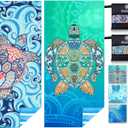2 Pack Microfiber Lightweight Beach Towel Sand Free Quick Dry Absorbent Thin Compact Towels for Swimming Pool Camping Beach Accessories Large Easy Pack Travel Things for Vacation Essentials Gift (2 Pack Turtle Blue Turtles)