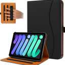 iPad Mini 7 Case (A17 Pro) 2024, iPad mini 6 Case 2021, iPad mini 7th/6th Generation Case 8.3 Inch,Premium PU Leather Folio Stand Cover with Pencil Holder and Multi-Viewing AnglesBlack