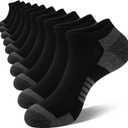 COOVAN 10 Pairs Mens Ankle Socks Men 10 Pack Low Cut Comfort Cushion Casual Socks (Large-X-Large, Black)