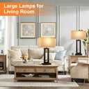 Seealle 22" Tall Living Room Lamps for Night Stands - Touch Bedside Lamp with USB C+A, 3 Way Dimmable Bedroom Lamps for End Tables Set of 2, Modern Night Stand Lamp(Beige&Wood-Like)