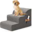 Dog Stairs, Romrol High Density Foam Dog Steps for High Bed and Couch, Dog Ramp, Pet Stairs for Small Dogs and Cats or Pets Joints, 3-Step
