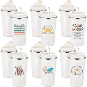 Yungyan 6 Pcs Graduation Gift for Bsw Msw Dsw Social Worker Appreciation Gifts for Women Men Coworker Office Stainless Steel Insulated Tumblers Coffee Travel Mug Cup with Lid