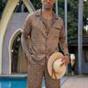 Ekouaer Men Satin Silk Pajamas Set with Pockets Sleepwear Shorts Satin Summer Loungewear 2 Piece Button Down Set S-3XL (Brown, L)