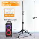 Small Speaker Stands 2 Pack, 24-50 Inch Height Adjustable Speaker Tripod Stand Pair, Lightweight 35mm Compatible Insert, Support 55 LB with 2 Storage Bags