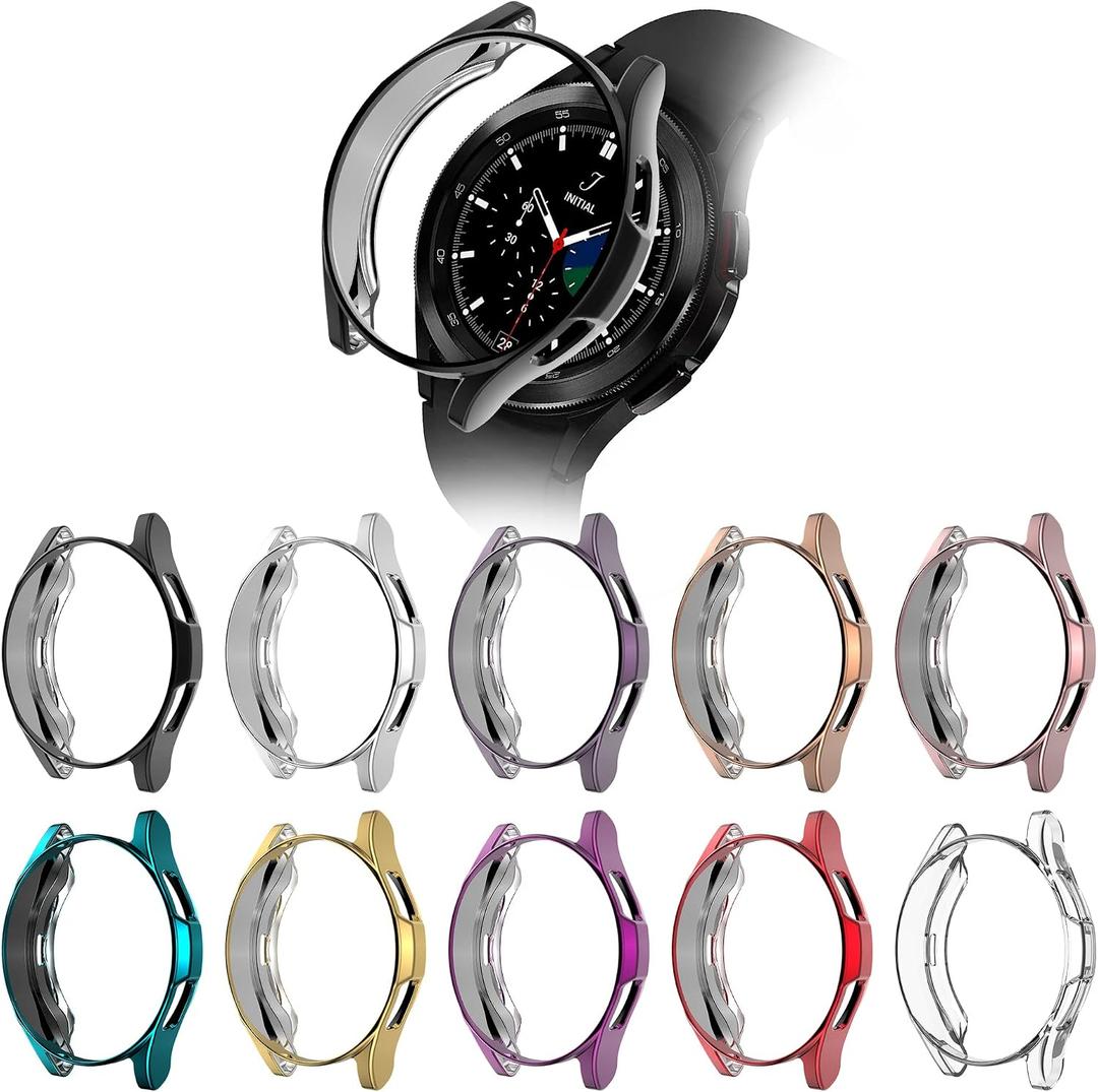RICHONE [10-Pack] Case for Samsung Galaxy Watch 4 Classic 46mm Protector Case [NO Screen Protector], Soft TPU Thin Protective Bumper Frame Raised Edges Protective Cover 46mm SM-R890 (10 Pcs)