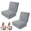 MABOZOO 2 Pcs Foldable Hot Tub Booster Seat, Adjuatable 2 Heights Extra Thick Hot Tub Pillow Bath Seat with Back Support Cushions, Washable Bathtub Cushion for Indoor Outdoor (Gray) (Grey)