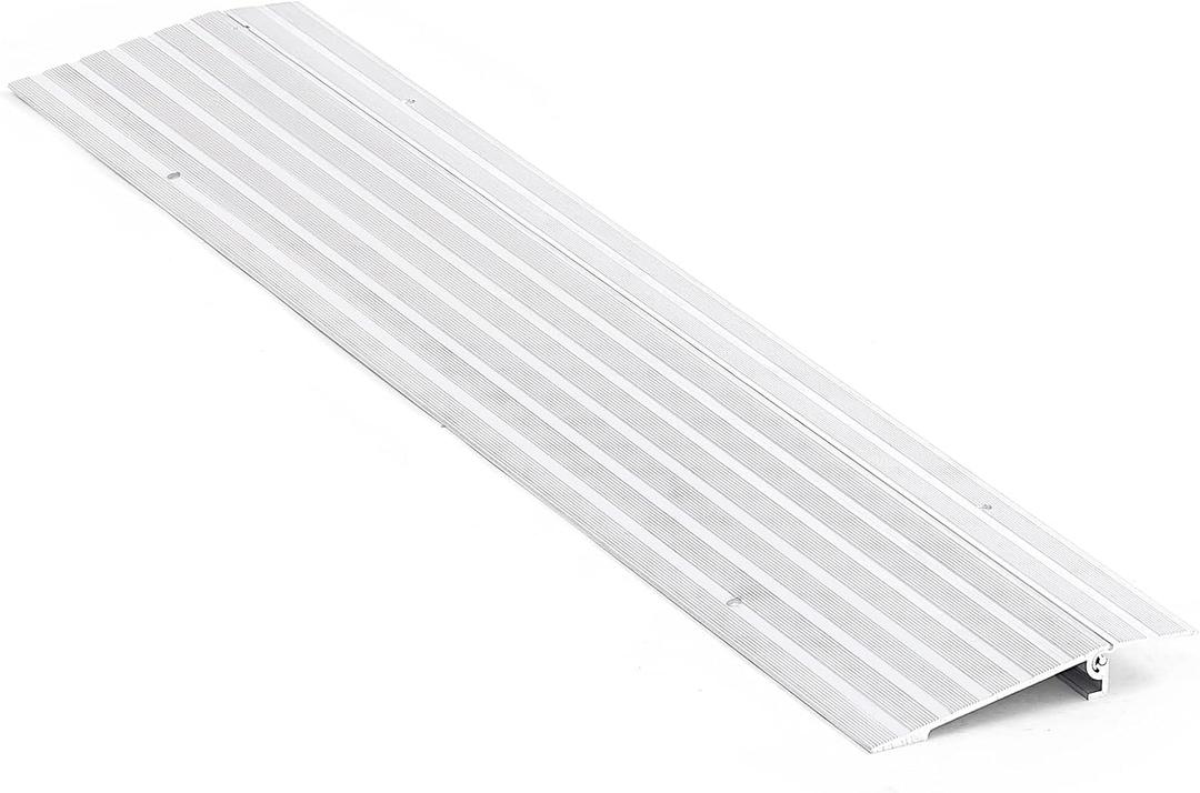 Door Threshold Ramp 1" Rise Door Ramp Aluminum Entry Ramp or Doorways Rated 800 lbs Load Capacity forWheelchair Scooters Power Chairs Walkers Metallic (1 Inch (Pack of 1))