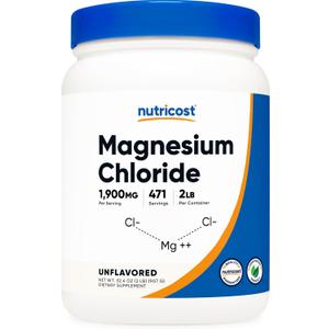Nutricost Magnesium Chloride (2LBS) - Gluten-Free, Vegetarian, Non-GMO, Exp Date: 08/2028