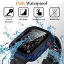 Amizee 2 in 1 Case [2-Pack] Compatible with Apple Watch SE 3/2/1 Series 6/5/4 44mm with Built-in Screen Protector, Straight Edge Hard PC Full Body Protective Cover for iWatch 44mm, Matte Blue