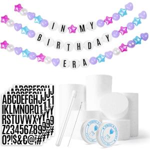 Giant Friendship Bracelet Banner DIY Customizable Birthday Garland with Foam Circles & Plastic Balls for Singer Celebration (Blue Mermaid)