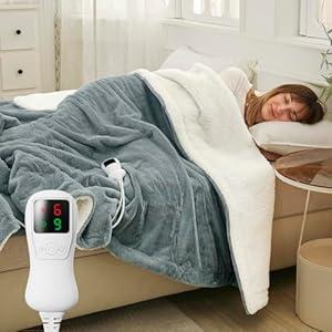 Electric Blanket Full Size 72"x84",Heating Blanket, Soft Flannel Heated Blanket, 9 Heating Levels,1-9 Hours Auto Off, Fast Heating, Overheat Protection, Machine Washable,Gifts for Woman, Gray