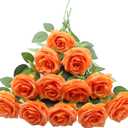 LVEFIT 50pcs Artificial Rose Flower Orange Rose Orange Flower with Long Stem Silk Roses Bouquet for Wedding Bridal Shower Party Home Decoration