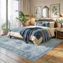 Homemate Washable Rug 9x12 Area Rugs - Vintage Faux Wool Rugs for Living Room Bedroom Dining Room - Non Slip Foldable Carpet Indoor Area Rug for Home Decor9'x12', Blue