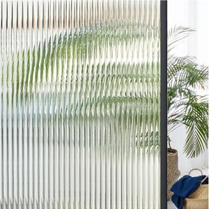 Coavas Reeded Glass Window Privacy Film, 3D Fluted Frosted Decorative Window Film, Self Adhesive Privacy Cover, UV Blocking for Bathroom Bedroom Door, 23.6x118.1 in, Translucent
