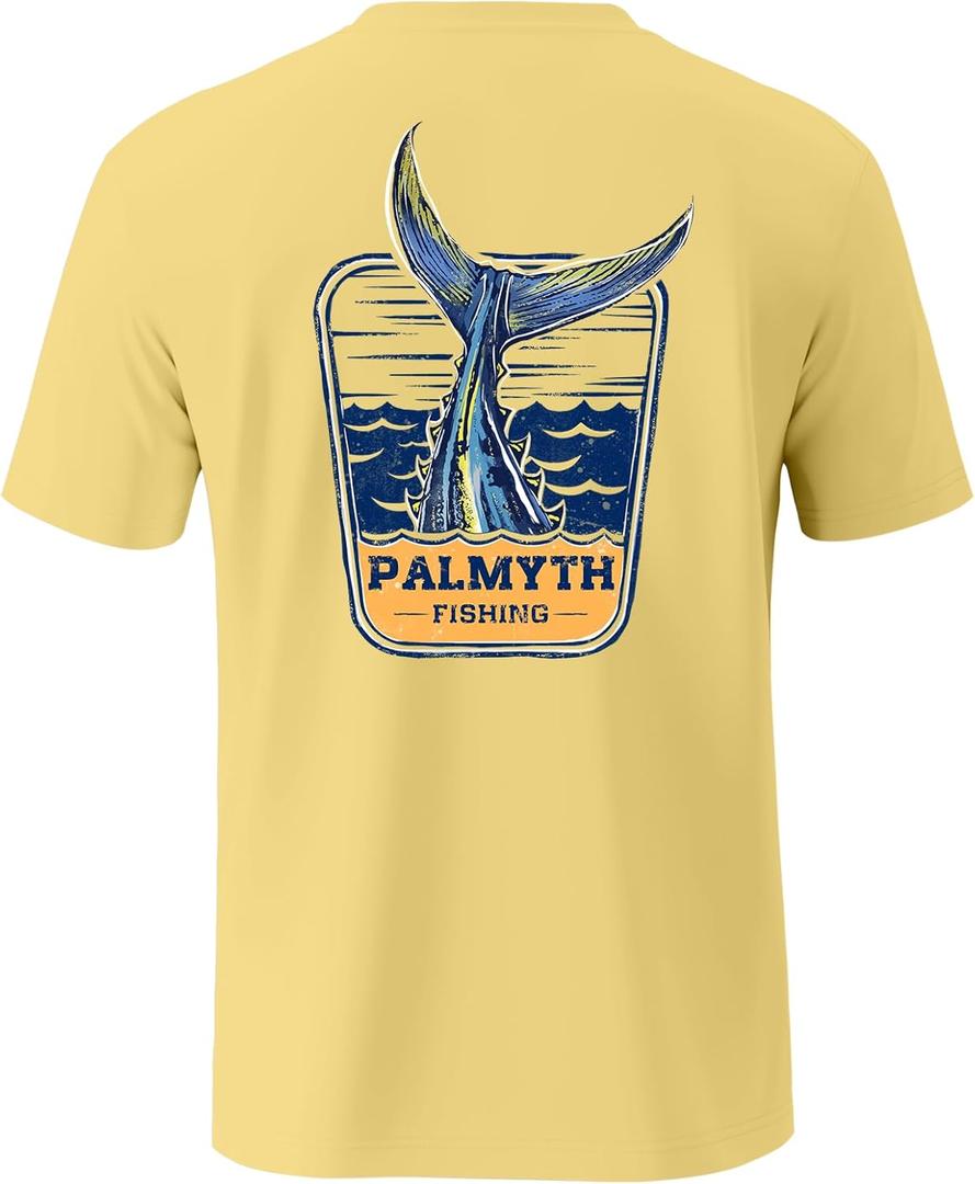 Palmyth Fishing Shirts for Men Short Sleeve T-Shirt UPF 50+ Sun Protection UV Tee (X-Large)