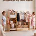 VEVOR Kids Dress Up Storage, with Mirror, Wooden Kids Dress Up Rack, Toddler Wardrobe Closet for Little Girls, Storage Armoire, Costume Organizer, Children Playroom Furniture, for Bedroom, Natural