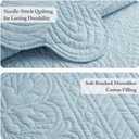 Madison Park Queen Quilt Set Damask Coverlet Set for Queen Size Bed, Cottage Oversized Quilt Set, Scallop Edge, All Season, Pre-Washed Cotton-Filled Queen Size Quilt, Tuscany, Full/Queen Blue 3 Piece