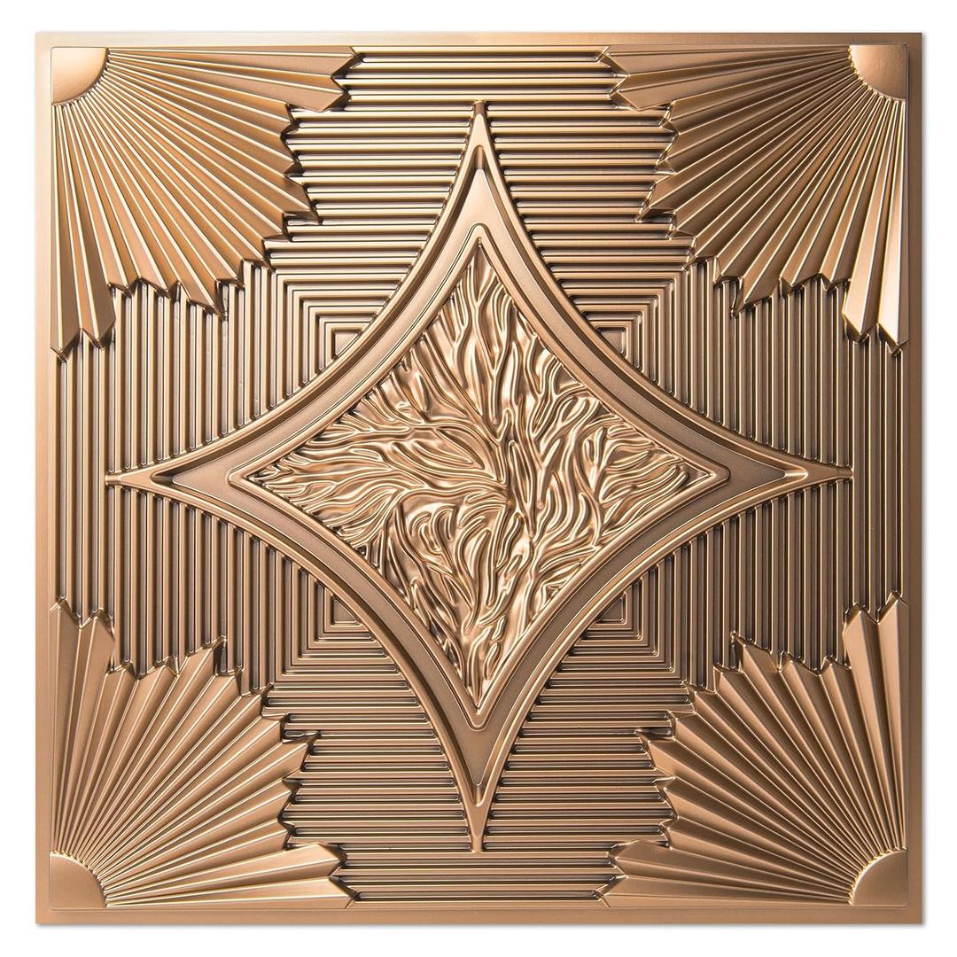 Art3d Drop Ceiling Tiles 24x24 in Bronze (24-Pack, 96 Sq.ft), 3D Wainscoting Panels Glue Up 2x2