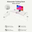 Alawooder Folding Desk - 39.4 Wood Top Foldable Desk for Small Spaces | No Assembly Required Compact Desk for Home Office, Writing, and Study