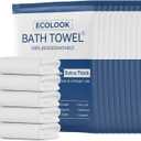 ecolook Disposable Bath Towels for Travel, 6-Pack Extra Large 31"x63", 100GSM Plant Fiber, Dual Texture Soft & Quick-Drying Disposable Towels for Hotel Camping Beach Swimming Gym Sauna Spa