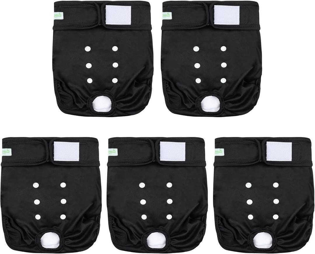 Wegreeco Female Dog Diapers, Washable Reusable Pet Puppy Doggie Diapers for Small Medium Large Female Dogs in Heat Period, Doggy Period Panties XX-Large, Black