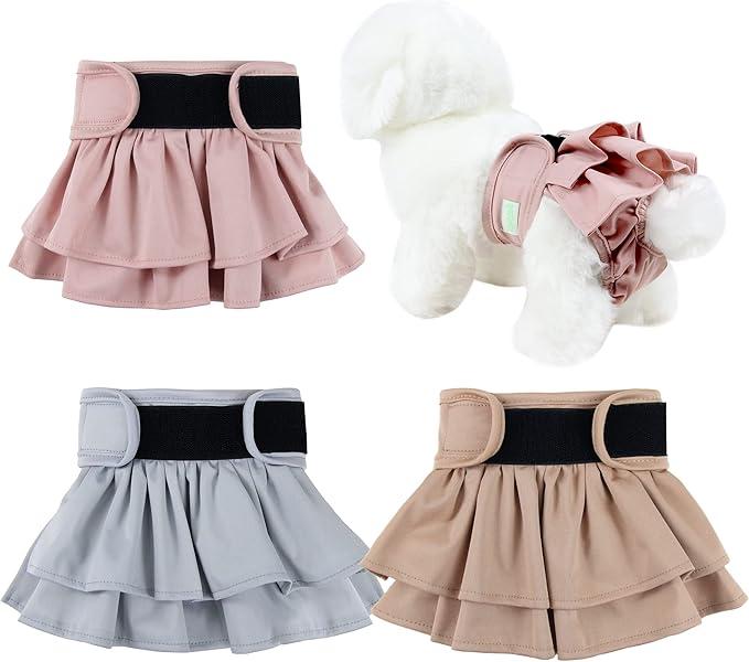 wegreeco Dog Diapers Female (3 Pack), Highly Absorbent Puppy Doggie Dog Diapers for Female Dogs Period, Washable Doggy in Heat, Small Medium Large Size (Small)