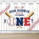 Baseball 1st Birthday Decoration, My Rookie Year Banner Backdrop for Boys Baby First Birthday Party Decor, Baseball Rookie of The Year Decoration, 71x47inch Baseball One Year Old Decor